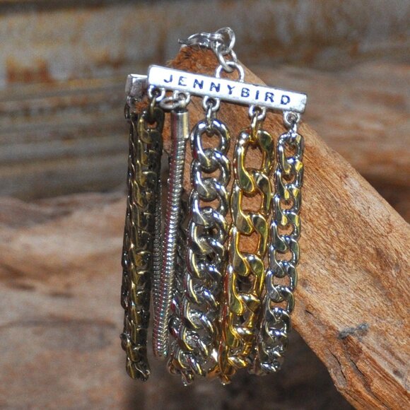 Jenny Bird Austin Multi Stand Mixed Metal Chain Link Bracelet Cuff - Picture 1 of 5